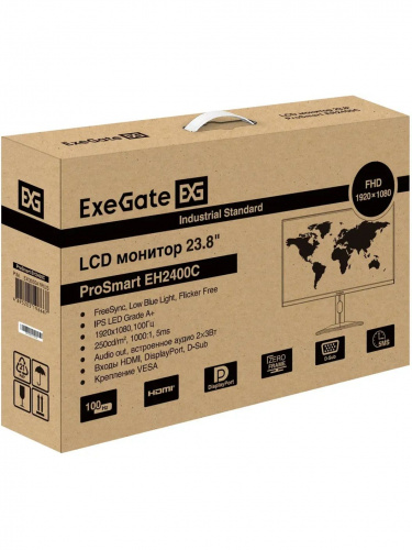 Монитор ExeGate 23.8" EH2400C ProSmart черный {IPS 1920x1080 100Hz 3-5ms 16:9 250cd 1000:1 178/178 AudioOut Speakers D-Sub HDMI DisplayPort HAS Pivot VESA} [EX300347RUS] фото 8