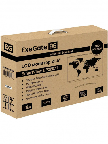 Монитор ExeGate 21.5" EP2207T SmartView черный {IPS 1920x1080 75Hz 5ms 16:9 250cd 1000:1 178/178 D-Sub HDMI VESA} [EX300130RUS] фото 6