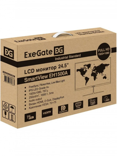 Монитор ExeGate 24.5" EH1500A SmartView черный {IPS 1920x1080 75Hz 5ms 250cd 1000:1 178/178 D-Sub HDMI DisplayPort} [EX297308RUS] фото 7