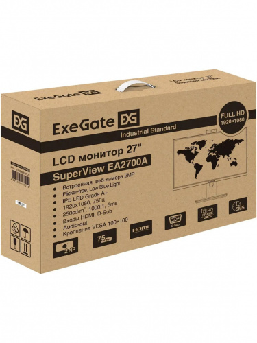 Монитор ExeGate 27" EA2700A SuperView {IPS 1920x1080 75Hz 5ms 16:9 250cd 1000:1 178/178 D-Sub HDMI webcam AudioOut} [EX298881RUS] фото 8