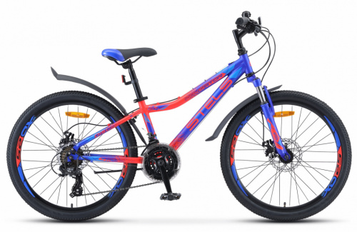 Подростковый горный велосипед STELS Navigator 410 MD 24 V010 (2019) 12" cиний/неоновый-красный (требует финальной сборки)
