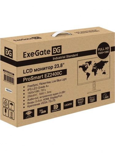 Монитор 23.8" ExeGate ProSmart EZ2400C {IPS 1920x1080 75Hz 3-5ms 16:9 250cd 1000:1 D-Sub, HDMI DisplayPort USB Speakers audio-out Pivot} [EX299032RUS] фото 8