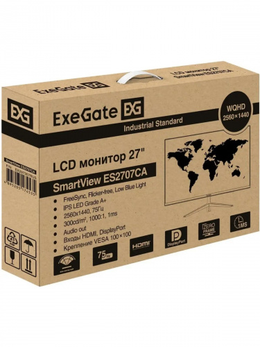 Монитор ExeGate 27" ES2707CA SuperView {IPS 2560x1440 75Hz 1ms 16:9 300cd 1000:1 178/178 HDMI DisplayPort USB VESA} [EX297307RUS] фото 6