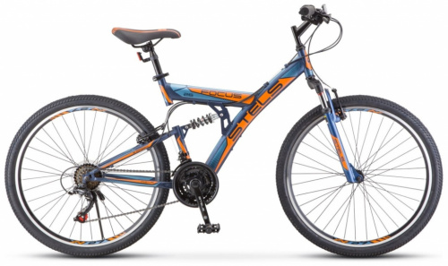 Горный велосипед STELS Focus V 26 18-sp V030 (2021) темно-синий/оранжевый (требует финальной сборки)