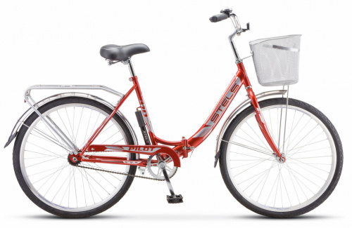 Городской велосипед STELS Pilot 810 26 Z010 (2021) красный + корзина (требует финальной сборки)
