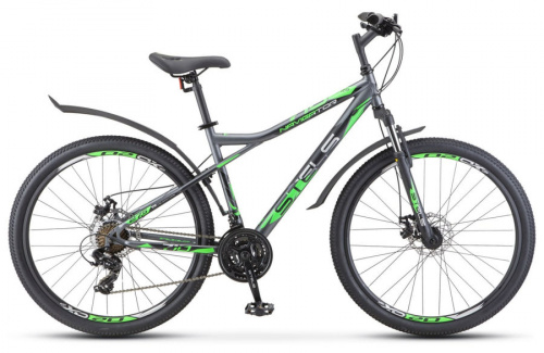 Горный велосипед STELS Navigator 710 MD 27.5 V020 (2020) 16" Антрацитовый/Зеленый/Черный (требует финальной сборки)