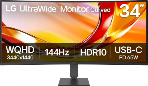 Монитор LG 34" UltraWide 34U640B-B черный VA LED 1ms 3440x1440 144Hz, изогнутый, черный (34U640B-B.ARUZ)