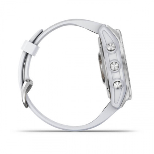 Умные часы Garmin Fenix 7s 42 мм, серебристый с белым силиконовым ремешком фото 3