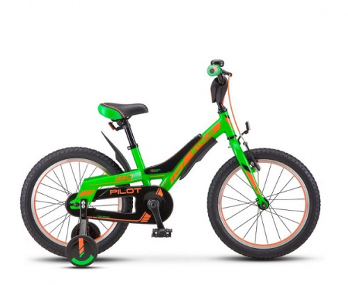 Детский велосипед STELS Pilot 180 18 V010 (2018) Зелёный/оранжевый ALU