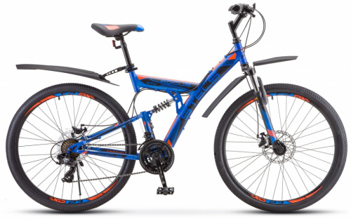 Горный велосипед STELS Focus MD 21-sp 27.5 V010 (2019) синий/неоновый/красный (требует финальной сборки)