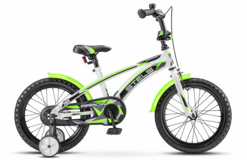Детский велосипед STELS Arrow 16 V020 (2021) белый/зеленый 9.5" (требует финальной сборки)
