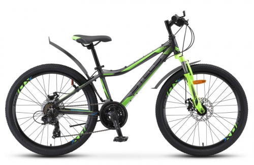 Подростковый горный (MTB) велосипед STELS Navigator 450 MD 24 V020 Чёрный/зелёный (2019)