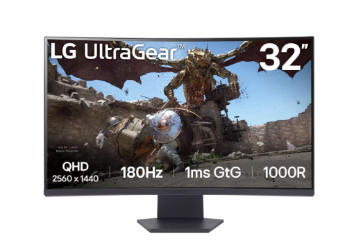 Монитор LG 31,5" 32GS60QC-B 1000R, 16:9, VA, QHD, 1ms, 300cd, 180Hz, HDMI, DP