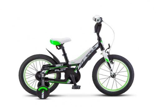 Детский велосипед STELS Pilot 180 18 V010 (2018) Черный/зелёный ALU