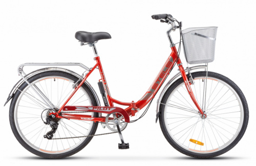 Городской велосипед STELS Pilot 850 26 Z010 (2020) красный + корзина (требует финальной сборки)